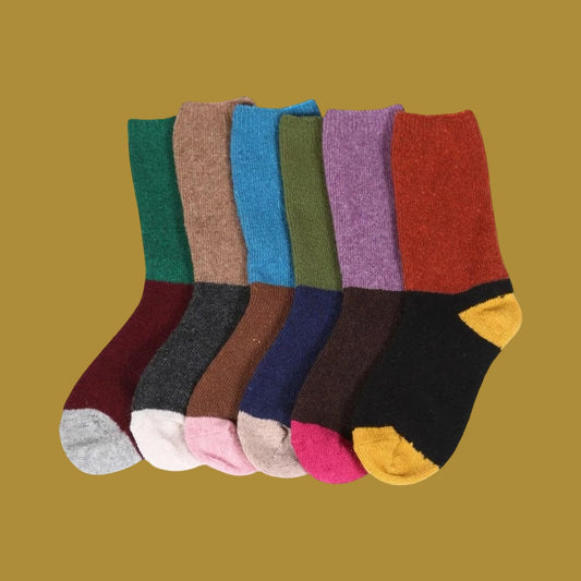 Olga de Polga Terrific Triple Tone Socks - showcasing six pairs of multicoloured socks