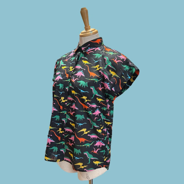 Origami Doll Dinosaur Button Up Top