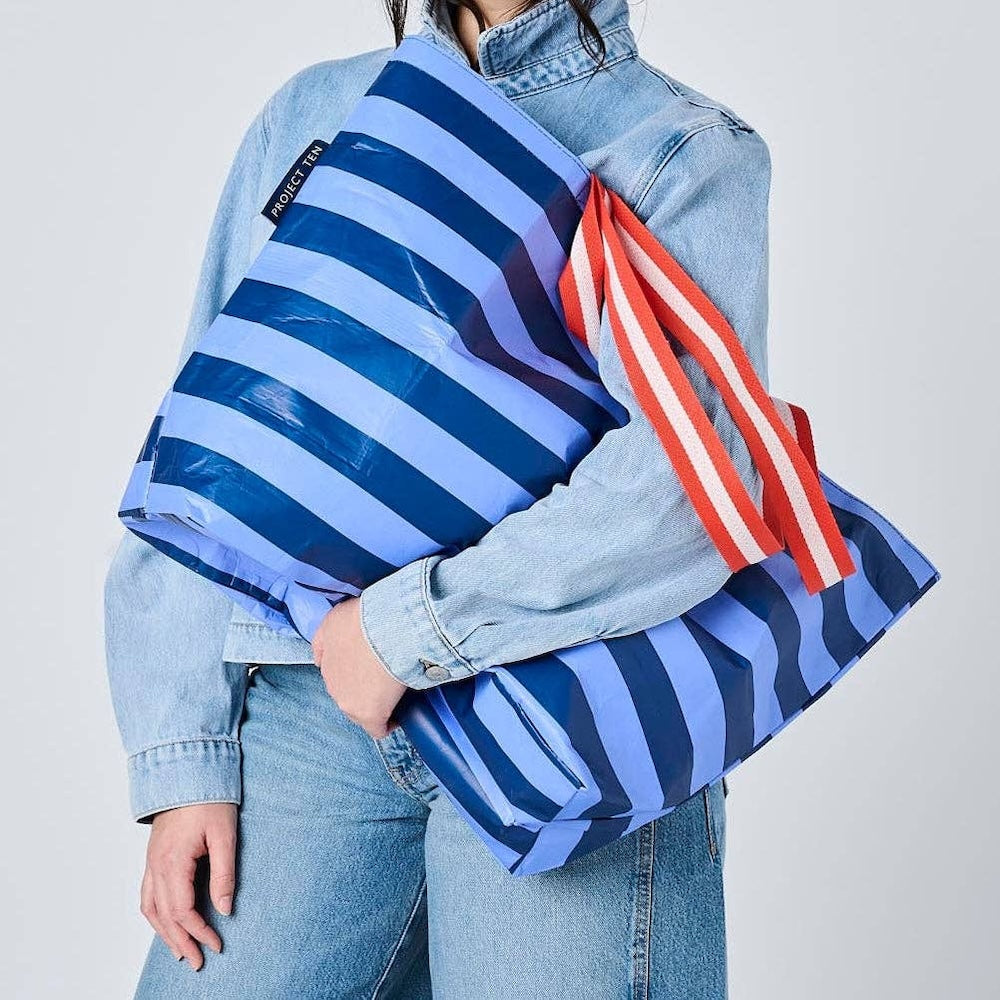 Project Ten Blue Stripe Medium Tote