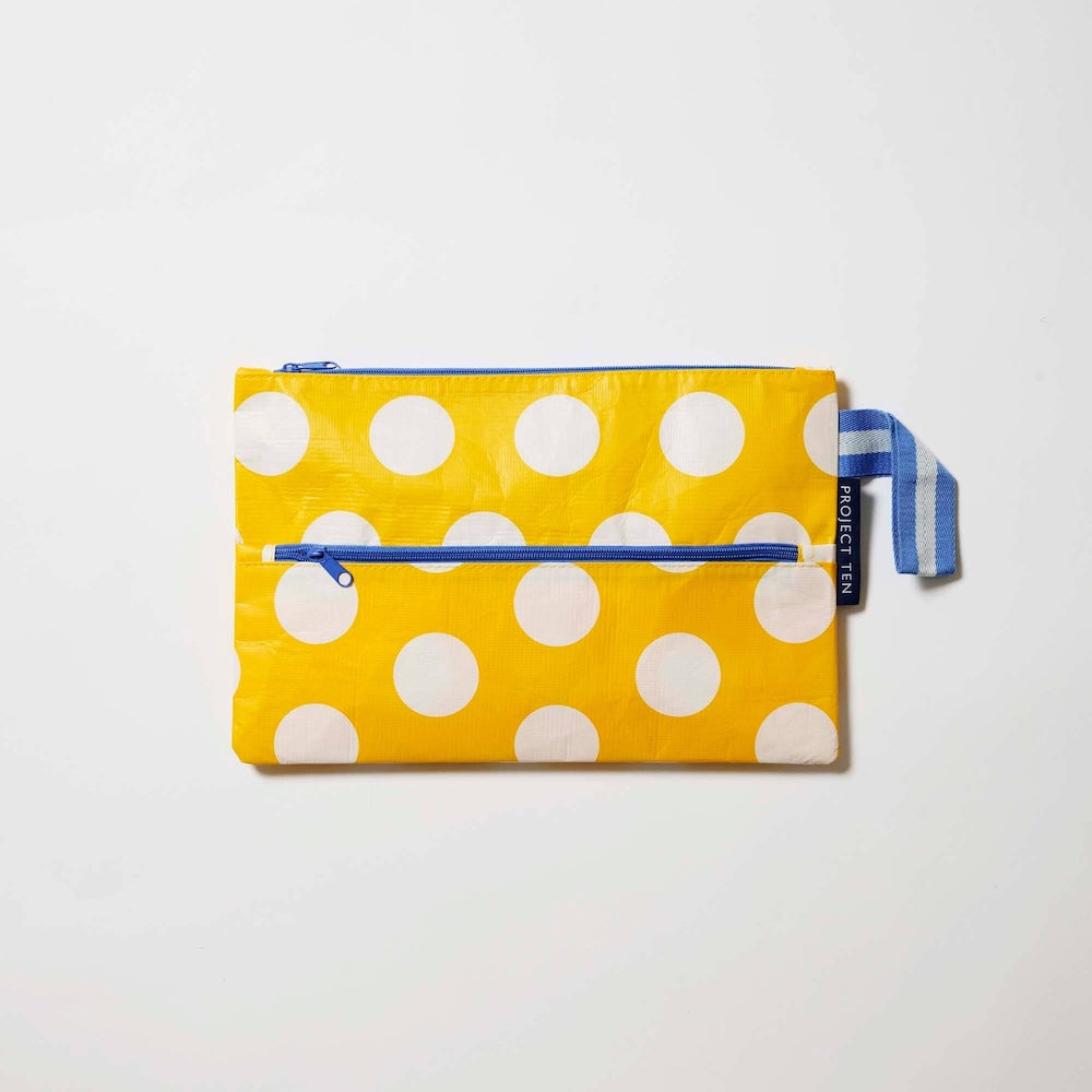 Project Ten Yellow Polka Dot Pencil Case