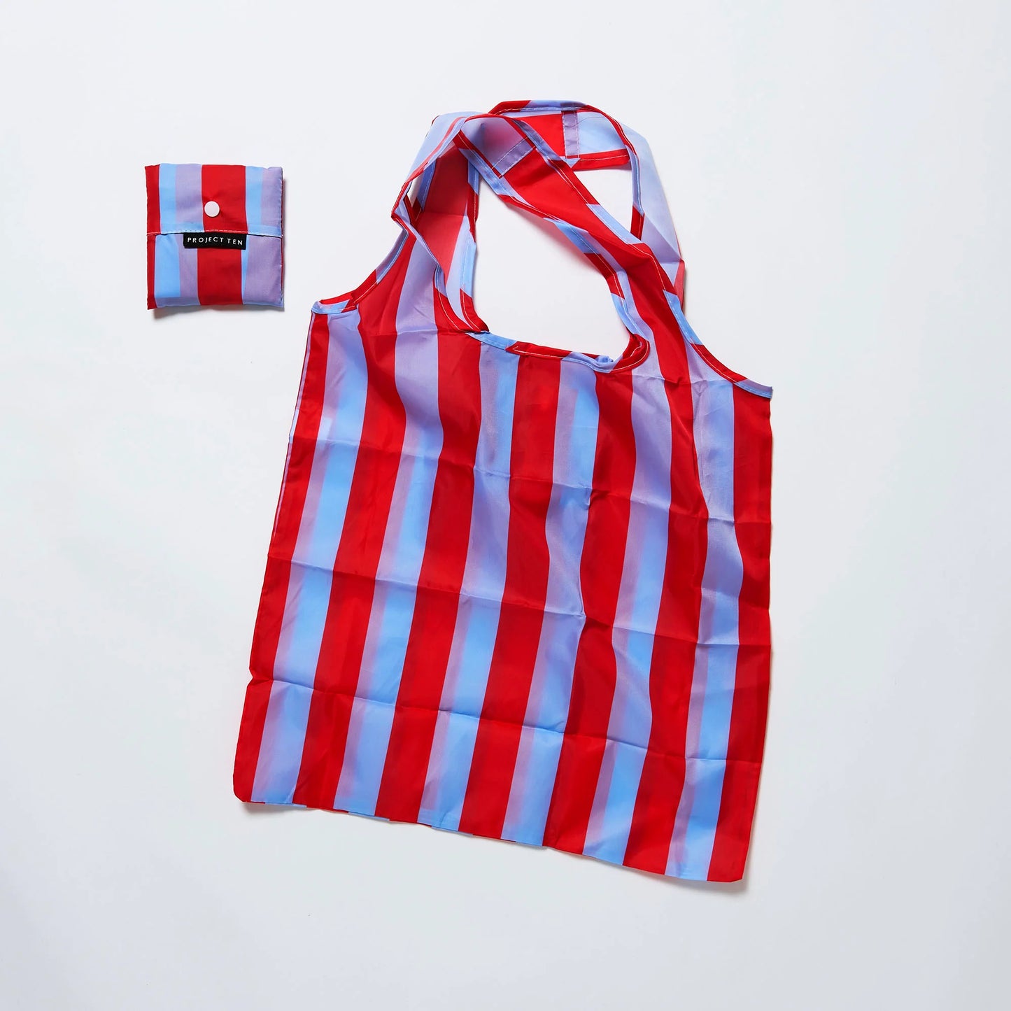 Project Ten Red Blue Stripe Pocket Shopper