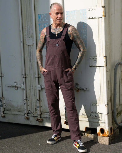 Rebel Romance Stretch Twill Dungarees - Plum Mocha