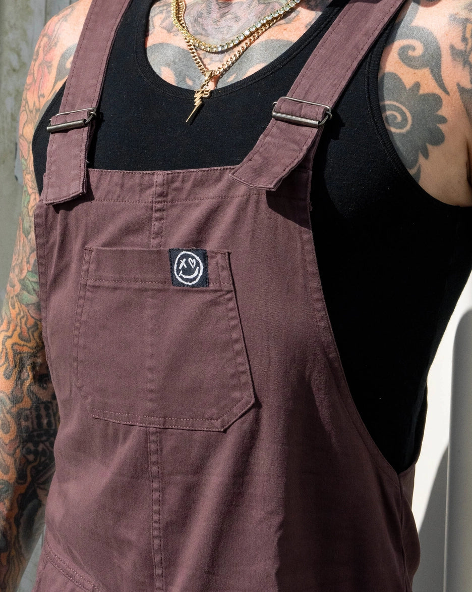 Rebel Romance Stretch Twill Dungarees - Plum Mocha