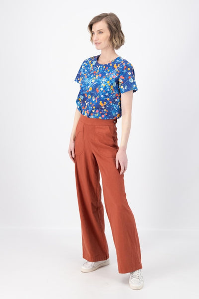 Olga de Polga Peggy Lino Long Pants - Rose Brick Linen