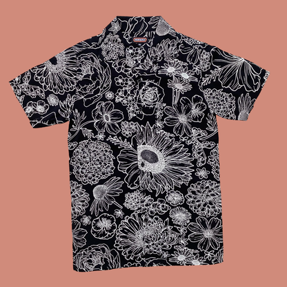 Run & Fly Black/White Floral Linework Shirt 