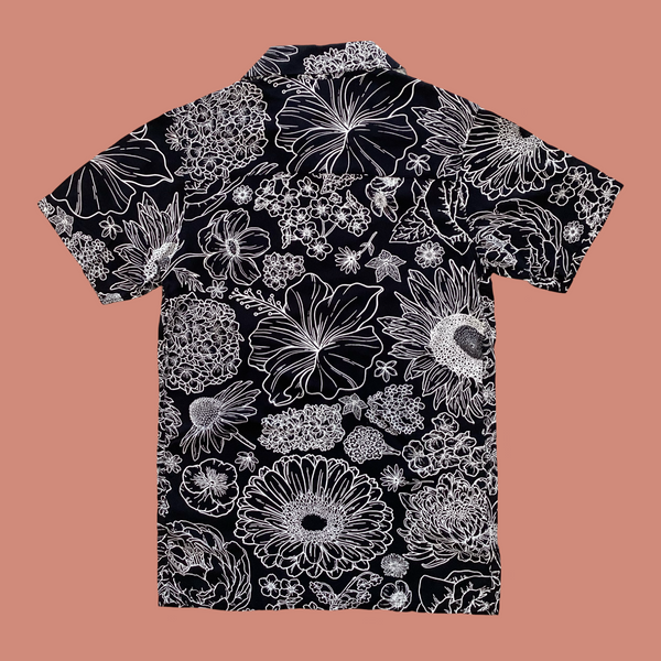 Run & Fly Black/White Floral Linework Unisex Shirt 