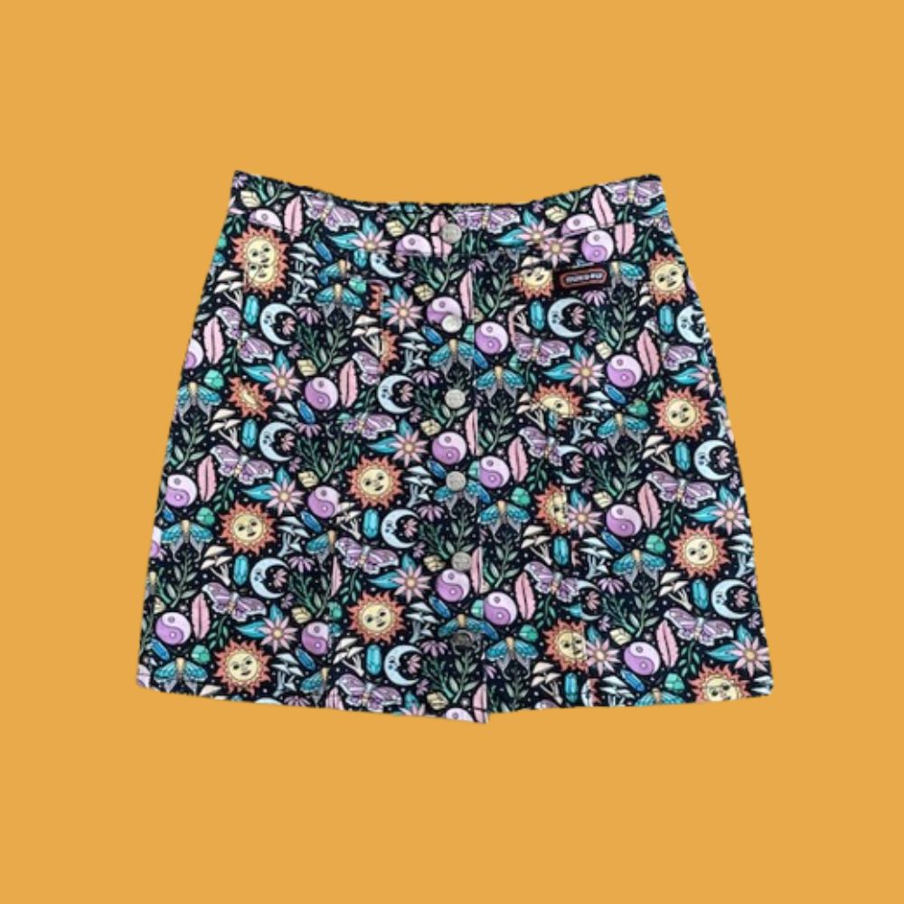 Flatlay of Run and Fly Mystic Summer Mini Skirt