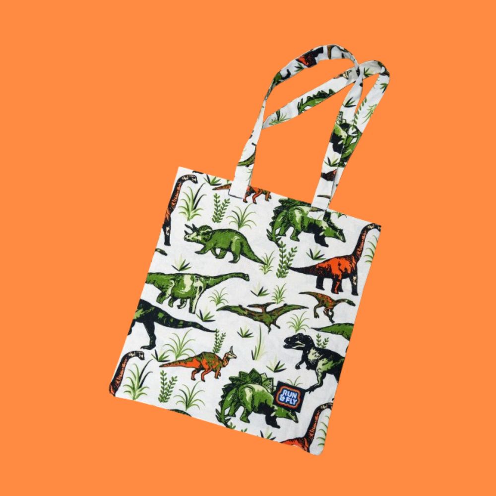 Run and Fly Natural Dino Tote Bag