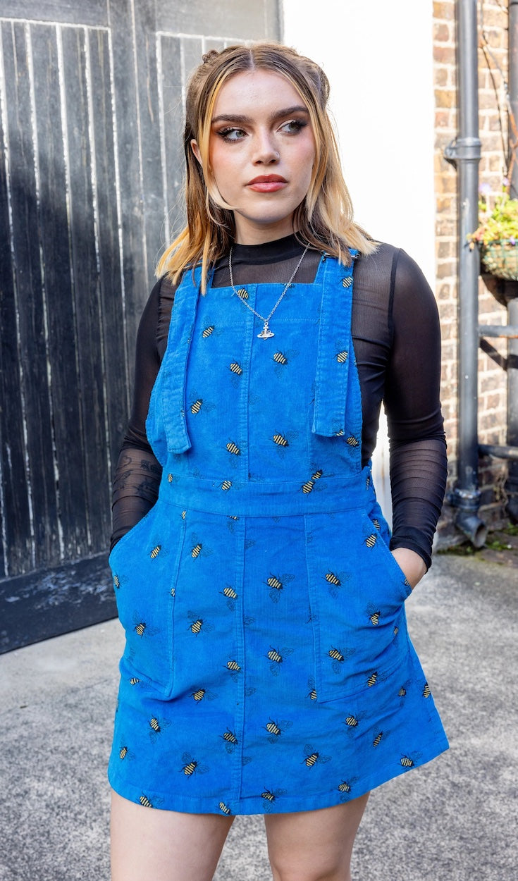 Run & Fly Blue Bees Pinafore