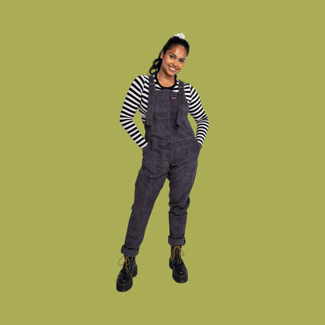 Run and Fly Charcoal Corduroy Dungarees