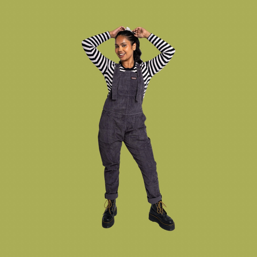 Run and Fly Charcoal Corduroy Dungarees