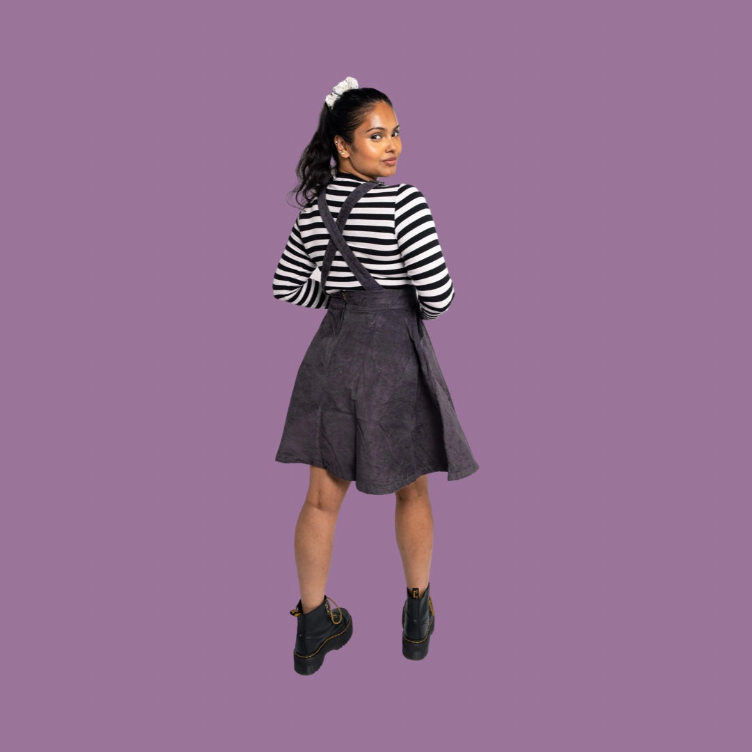 Run and Fly Charcoal Corduroy Flared Pinafore