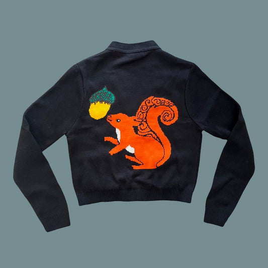 Run and Fly Squirrel Cropped Cardigan