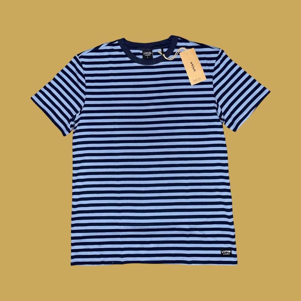 Station Stripes The Chur Stripe Tee - Steel/Navy