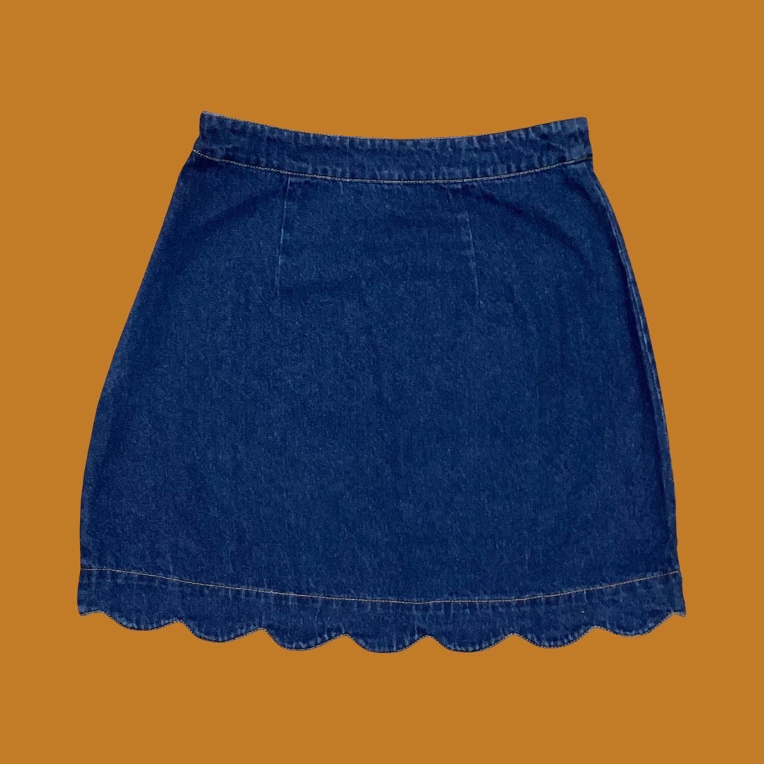 Sugarhill Brighton Vayda Scallop Denim Mini Skirt