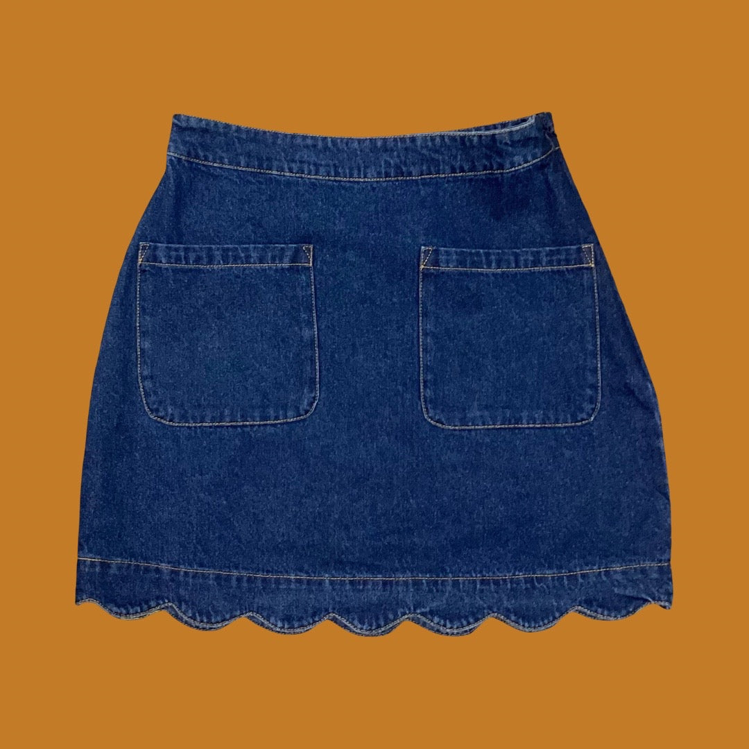 Sugarhill Brighton Vayda Scallop Denim Mini Skirt