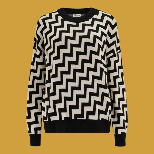 Sugarhill Brighton Andi Jumper - Black and White Chevron Stripes