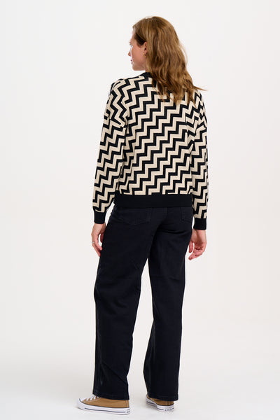 Sugarhill Brighton Andi Jumper - Black and White Chevron Stripes