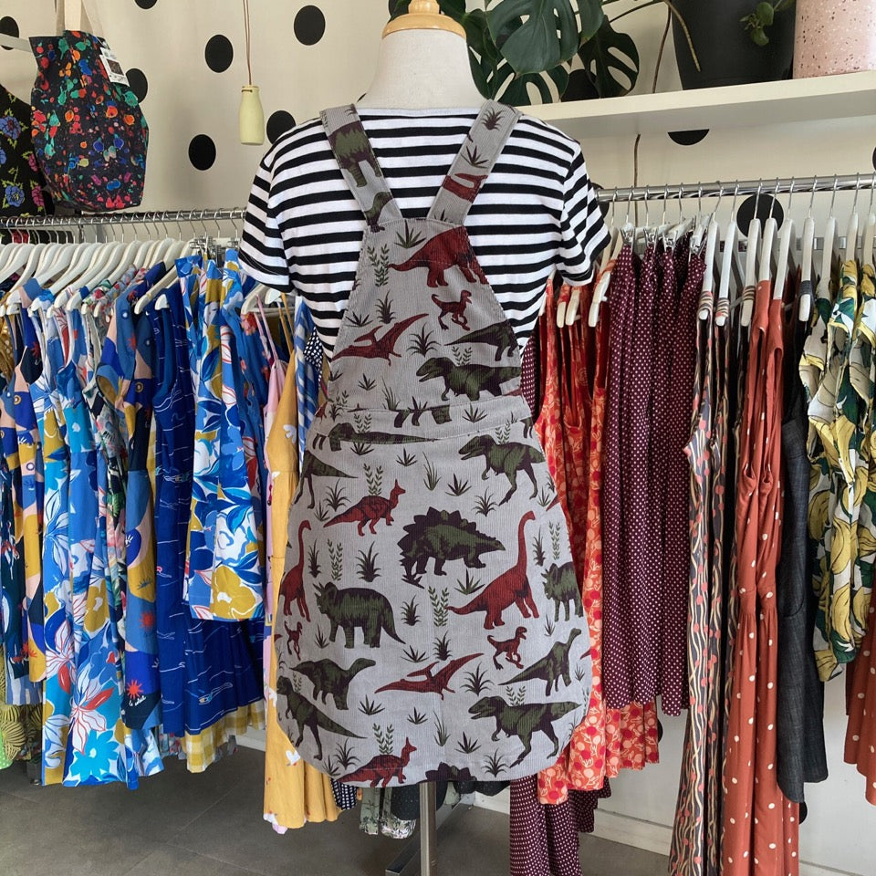 Run and Fly Dino Corduroy Pinafore
