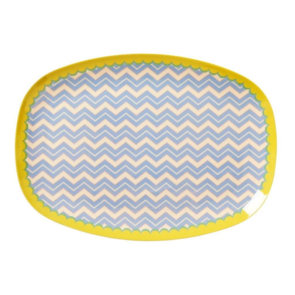 Rice Rectangular Melamine Plate - Chevron