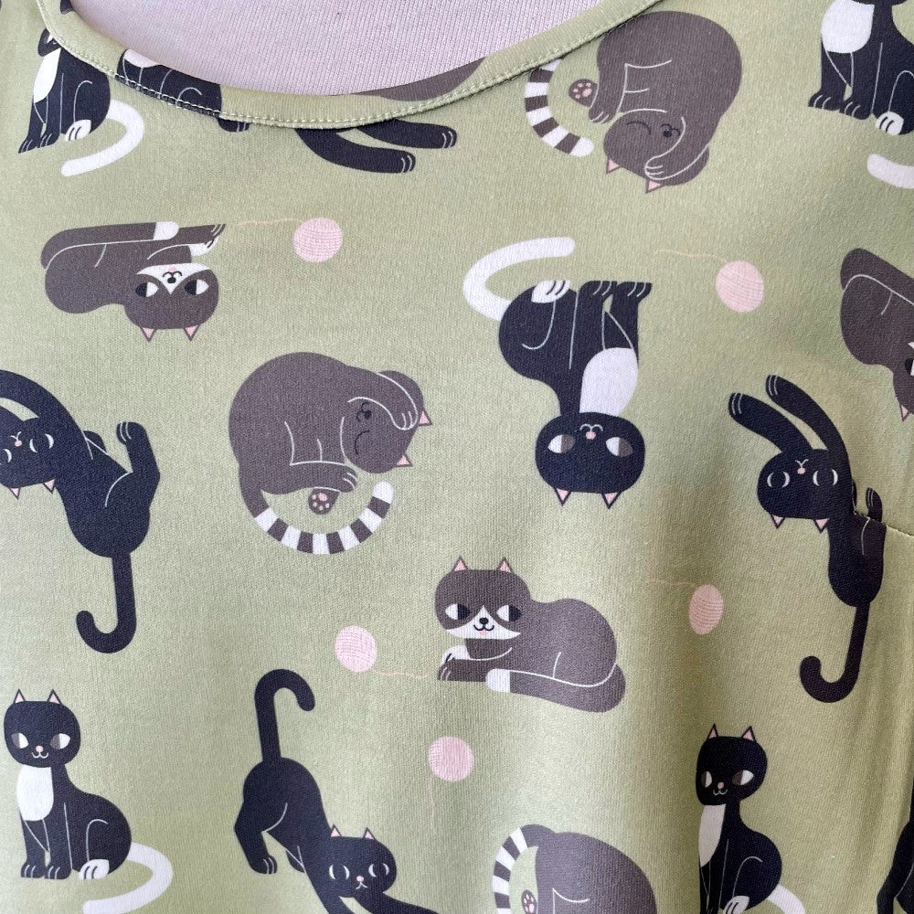 Shipshape Studio Swing Dress - Cats - cat pattern - Ruck Rover - made locally in Perth WA Australia - buy fashion online - Lisa Max Illustration - Australian surface pattern design