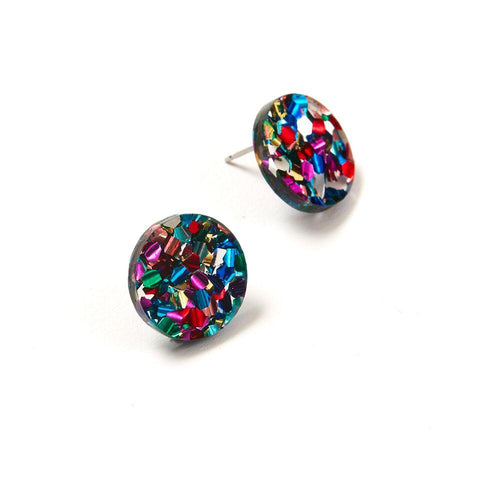 Martha Jean Disco Rainbow Circle Studs on white background