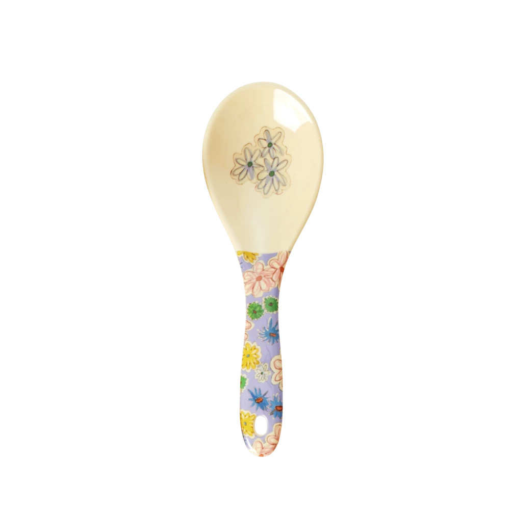 Rice Melamine Salad Spoon - Flower Painting